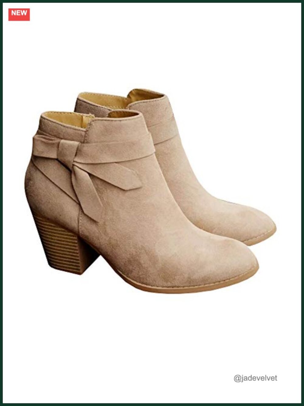 Women's Ankle Booties Faux Suede Stacked Heel Tie Knot Chelsea Boots
